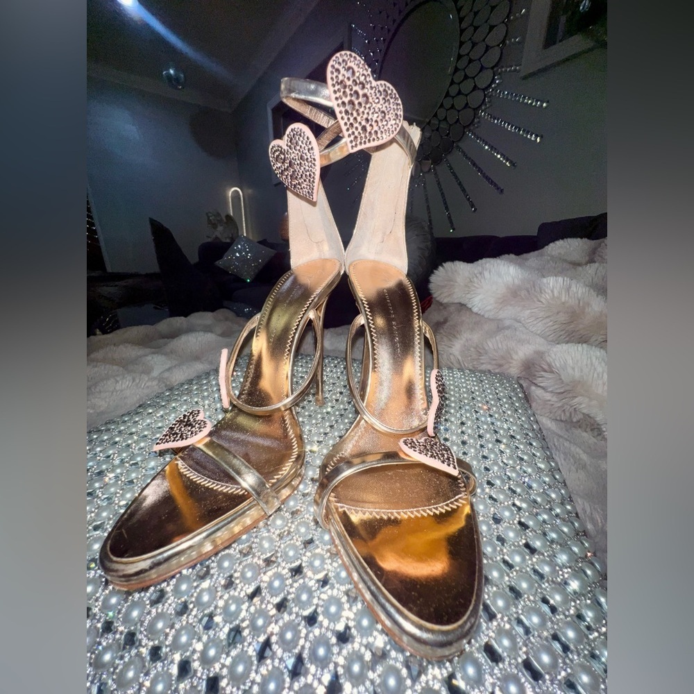Giuseppe Zanotti Rose Gold Harmony Love Sandals Swarovski Hearts, 38.5/8 - Picture 8 of 17